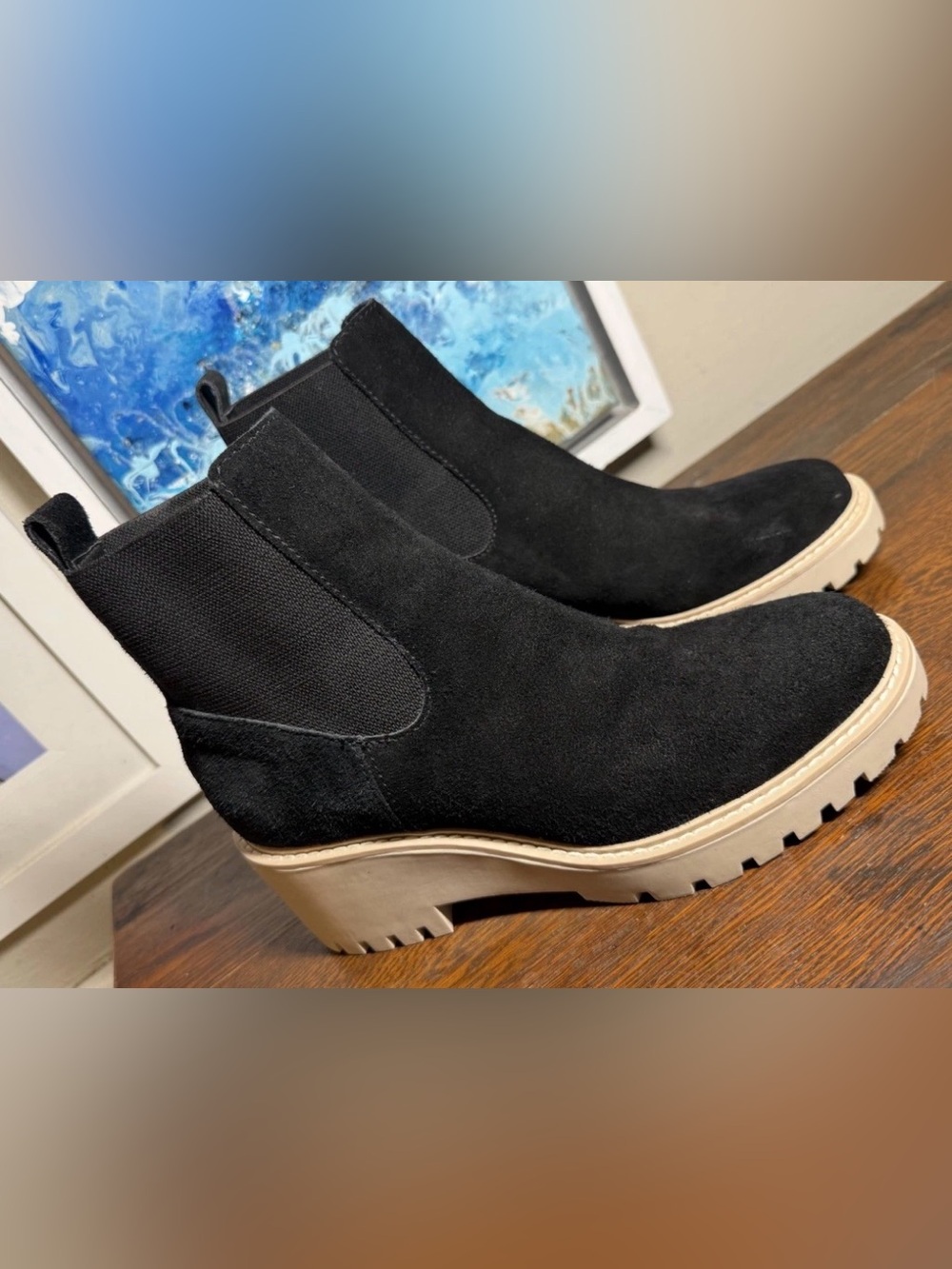 DV Dolce Vita “Haddie” Black Suede Ankle Platform Boots MSRP $140